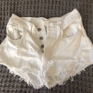 White denim shorts